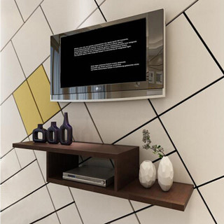 香可 机顶盒置物架 电视背景墙上搁板架 层架创意壁挂架 胡桃木色 *2件