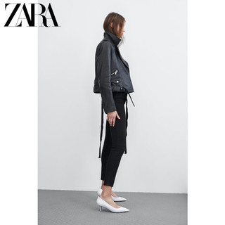 ZARA 女装机车款皮夹克外套 05479001800 (L、黑色)