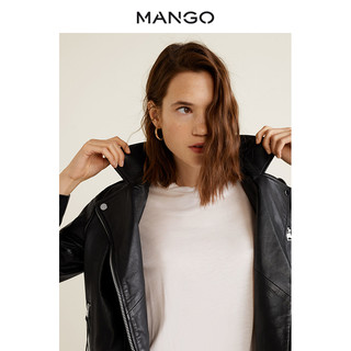 MANGO 2019春夏新款女装机车皮夹克外套43090764 (L、黑色)