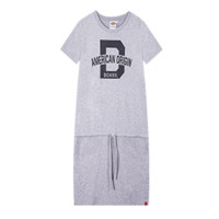 Dickies 帝客 女运动全棉中长款T恤印花短袖连衣裙182W30EC13 灰色 M