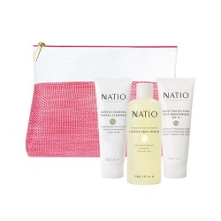 Natio 娜缇欧 小红莓化妆包四件套(洗面奶100g+玫瑰洋甘菊爽肤水250ml+月见草平衡保湿乳100g+小红莓化妆包)