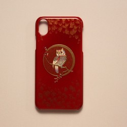 傳統工藝王國 山中漆器 高盛描金 貓頭鷹圖案 iPhone XR 手機殼