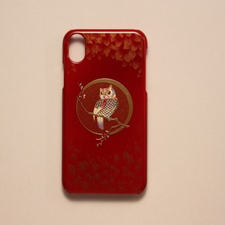 传统工艺王国 山中漆器 高盛描金 猫头鹰图案 iPhone XR 手机壳