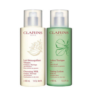 CLARINS 娇韵诗 温和洁颜套装（白吸盘400ml+绿水400ml）