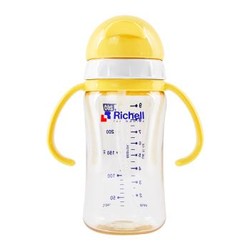 利其尔（Richell） 宝宝吸管杯 婴儿水杯儿童学饮杯 PPSU饮水杯奶瓶喝水吸管杯 260ml 米黄 *2件