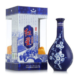 红星 白酒 珍品 蓝花瓷 二锅头 清香型 52度 500ml 高度白酒 *3件