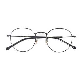 木九十 FM1600049C01 男女同款哑黑色金属圆框文艺复古护眼眼镜框（含防蓝光平光镜片） FM1600049C01 51mm