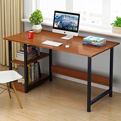 DC Life带书柜电脑桌寝室双层书架台式电脑桌简易 (古檀木色, 100cm（宽度40高度72）)