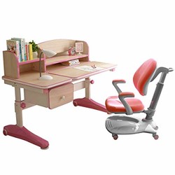 sihoo西昊 儿童学习桌椅套装 可升降小学生书桌 多功能实木儿童写字桌KD28+K16粉色