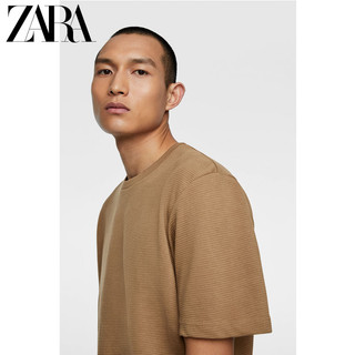 ZARA 新款 男装 纹理短袖 T 恤01887452707 (180、棕褐色)