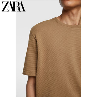 ZARA 新款 男装 纹理短袖 T 恤01887452707 (180、棕褐色)