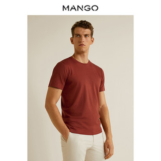 MANGO 男装圆领短袖T恤纯色休闲上衣43070455 (m、赤褐色)