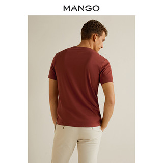 MANGO 男装圆领短袖T恤纯色休闲上衣43070455 (m、赤褐色)