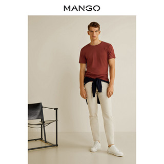 MANGO 男装圆领短袖T恤纯色休闲上衣43070455 (m、赤褐色)