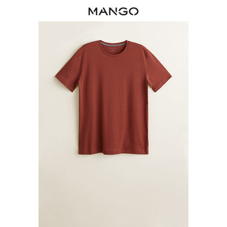 MANGO 男装圆领短袖T恤纯色休闲上衣43070455 (m、赤褐色)