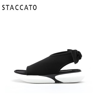 STACCATO 思加图 女士蝴蝶结休闲运动风时装凉鞋 9O103BL8 黑色 34