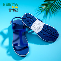 雷比亚 凉鞋女2019新款夏平底罗马沙滩鞋一字带海边度假旅游鞋百搭