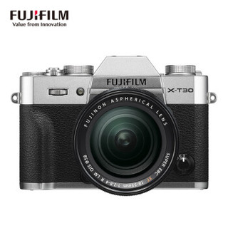 富士（FUJIFILM）X-T30/XT30 XF18-55 微单/照相机 双头套机 2610万像素 翻折触摸屏 4K 银色   XF27套装