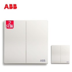 ABB开关插座无框轩致雅典白86型开关面板二开双控套装AF126*2只装 *2件