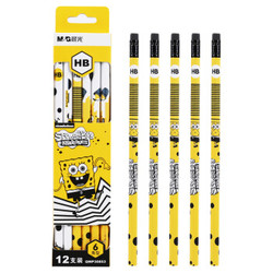 晨光(M&G)海绵宝宝系列HB带橡皮头木杆铅笔学生铅笔 12支/盒QWP30853 *5件