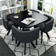 TIMI 天米 北欧简约餐桌椅组合 (黑色方桌+4把灰色布艺椅子)