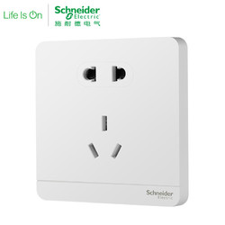 施耐德电气（Schneider Electric）绎尚镜瓷白 五孔插座墙壁电源开关 电源插座86型 10只装 镜瓷白 五孔插座