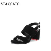 STACCATO 思加图 女士简约时尚一字式扣带时装凉鞋 9E820BL8 红色 33