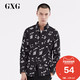 GXG男装 春季商场同款 修身时尚黑白色长袖衬衫#171103261