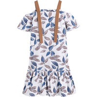 EPTISON 衣品天成 2019夏装女连衣裙印花荷叶边拼接中长款落肩裙子 8WQ335