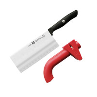 凑单品：ZWILLING 双立人 德国进口 中式菜刀和红色磨刀器套装