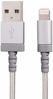 亚马逊基础款苹果认证尼龙编织lightning雷电转 USB A线 - 0.9 米 - 银色 银色 3 英尺