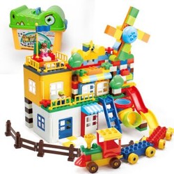 费乐（FEELO）大颗粒积木玩具兼容乐高拼装立体拼插3-6周岁儿童玩具男孩女孩底板早教宝宝生日礼物248桶装