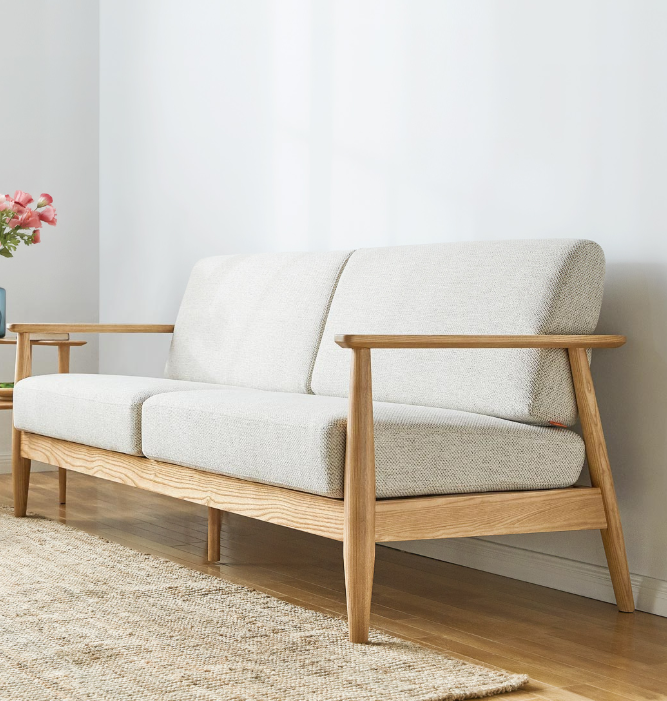 新品发售8htree简约全实木沙发三人位1800800830mm