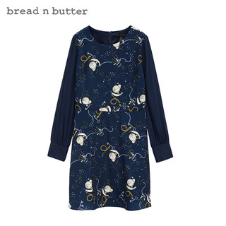 bread n butter 面包黄油 女长袖减龄A字裙收腰连衣裙 7WB0BNBDRSW437064