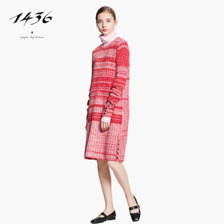 ERDOS 鄂尔多斯 女小山羊绒圆领抽条针织连衣裙V1822CP105红白 95 (红白、95)