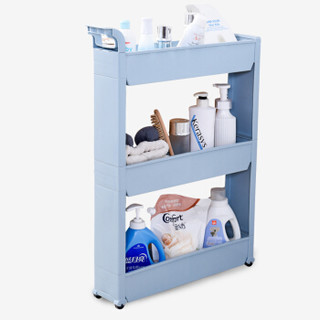 帅力 收纳架 塑料浴室厨房带轮整理置物架子 冰箱夹缝柜 三层马卡龙蓝色SL17096C *4件