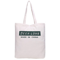 DEER LOVE 女士 休闲韩版帆布 单肩包 托特包 LE109 米白色