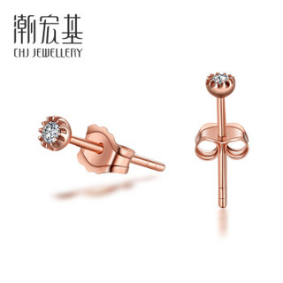 潮宏基 CHJ JEWELLERY 1st bling 钻石18K金彩金单只耳钉 EEK32203545 红色18K金 单只