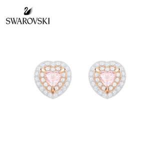 SWAROVSKI 施华洛世奇 浪漫粉红心形  镀玫瑰金色 One女款耳饰耳钉女 女友礼物 5446995