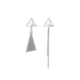 Glam Ever 伞型系列 银色不对称三角形吊坠链条时尚耳环耳钉情人节礼物送女友 CE1703