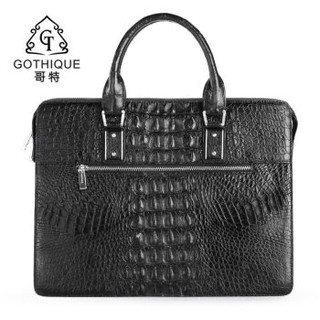 哥特（Gothique）鳄鱼皮手提包公文包商务男士单肩包GT8195黑色