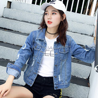 LAXJOY 朗悦 2019春季女士韩版牛仔短外套 LWJK187408T 蓝色 L