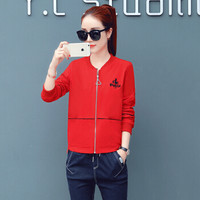 尚格帛 秋季新品女装短外套女短款棒球服夹克韩版修缮长袖外套 HZ1032-8723GB 红色 XL