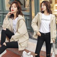 丽乔 2019春季新款短外套女连帽韩版宽松bf夹克小个子上衣百搭外套女 cchnzQJ8820 米白色不加棉 L