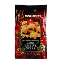 英国进口  沃尔克斯 Walkers 迷你圣诞小星星黄油饼干 休闲零食饼干点心 125g