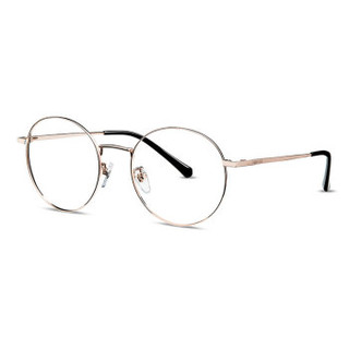 海俪恩眼镜架 时尚潮流复古圆框男女近视镜框 平光全框光学眼镜HN8152 金色框+金色镜腿-C8