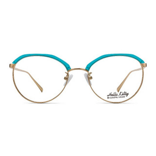 凯蒂猫（HELLO KITTY）光学镜架女款甜心系列全框近视眼镜架 52mm HKO6109 GR 湖蓝色