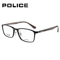 警察（POLICE）眼镜框 男女款全框黑色镜框灰色镜腿光学眼镜架 VPL706K 0Z42 54mm