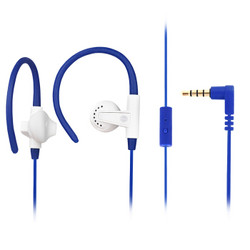 MQbix ET46 运动手机耳机有线带麦入耳式挂耳通用型 蓝白色