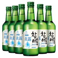真露（JINRO）烧酒 韩国进口17.2° 竹炭酒 360ml*6瓶 连包